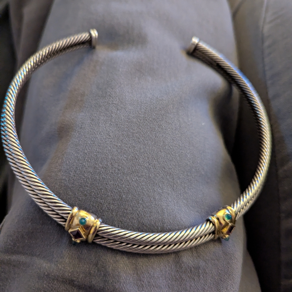 David Yurman Elegant Silver and Gold Choker Necklace